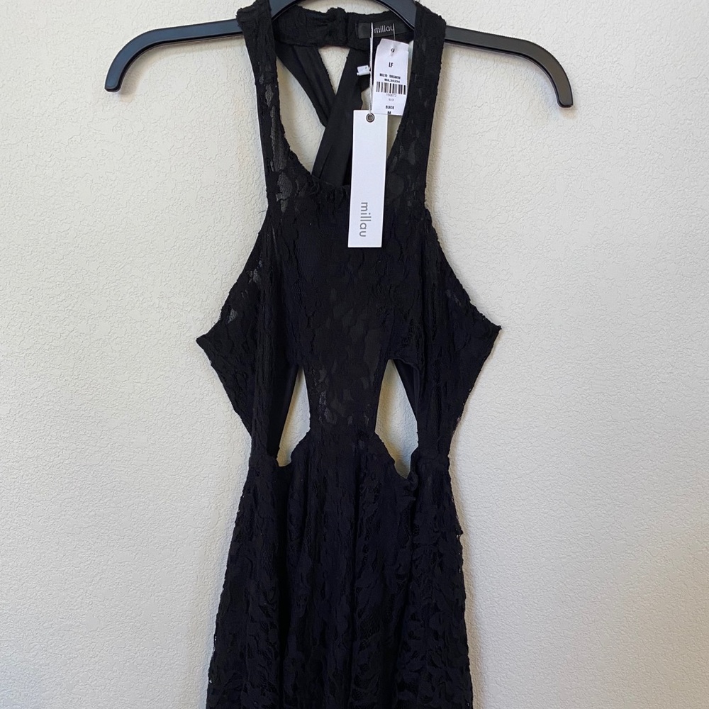 NWT LF Millau Black Lace Cut-Out Minidress
